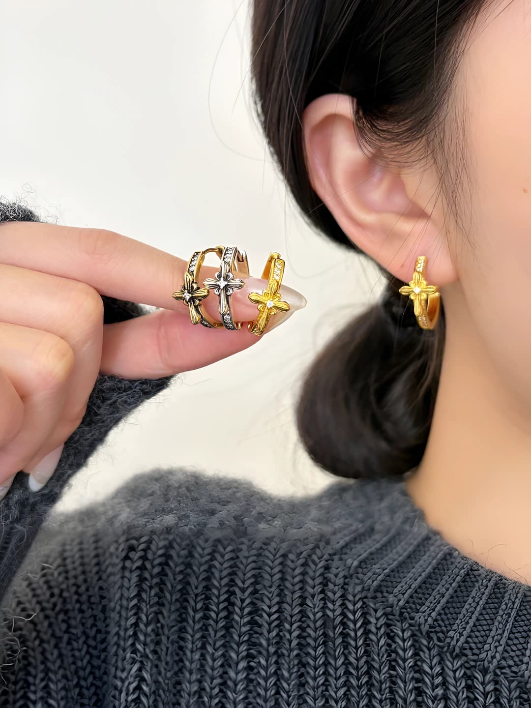 Women's Korean style retro geometric earrings, ins style design element