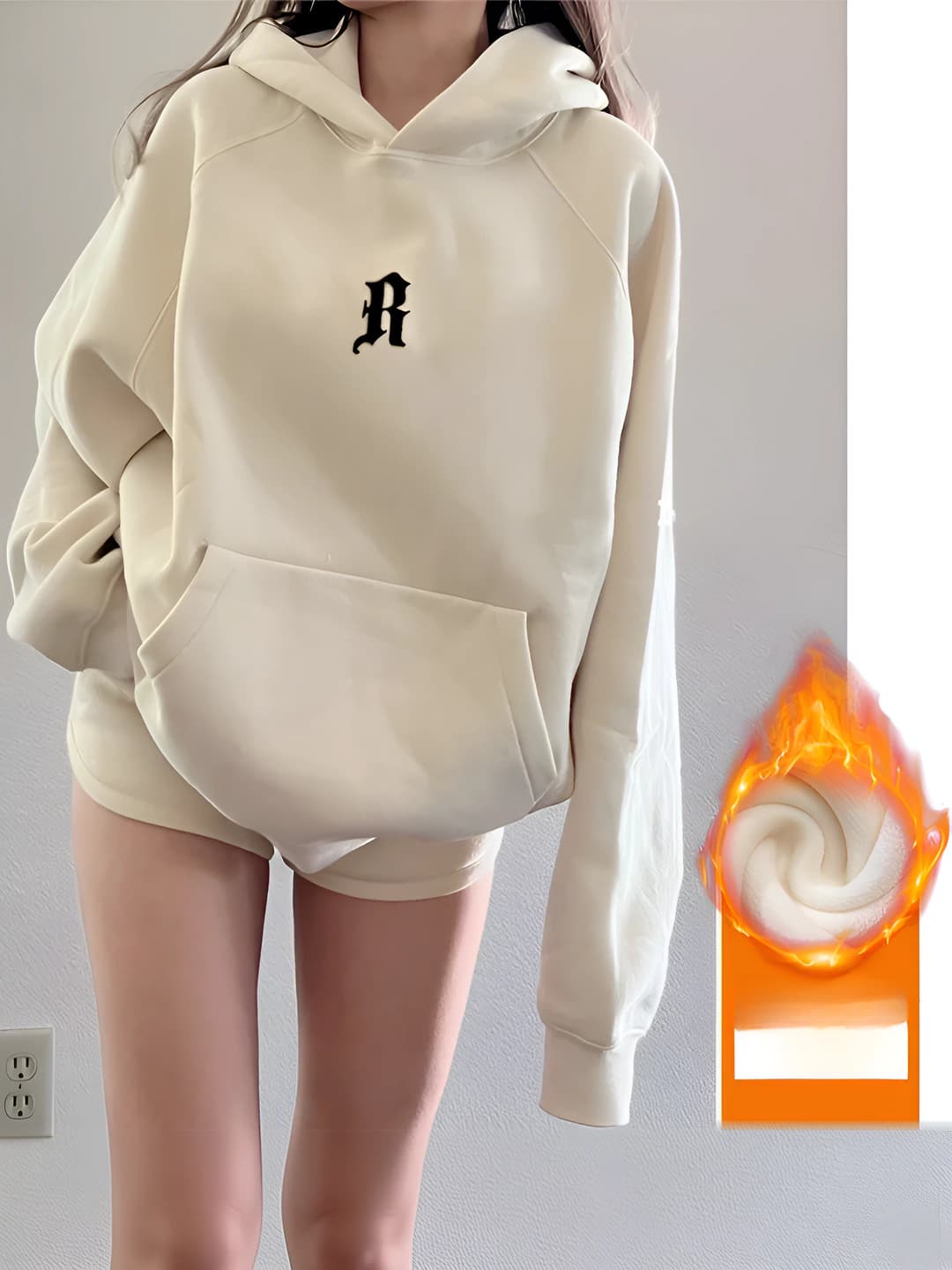 R letter cream [Spring/Autumn silver fox fur]