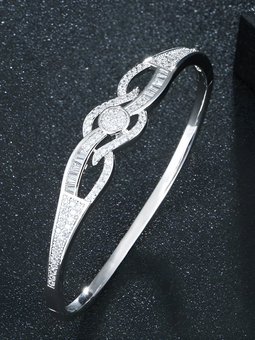 Women's Korean style bracelet and ring set with micro-paved zircon and real gold plating