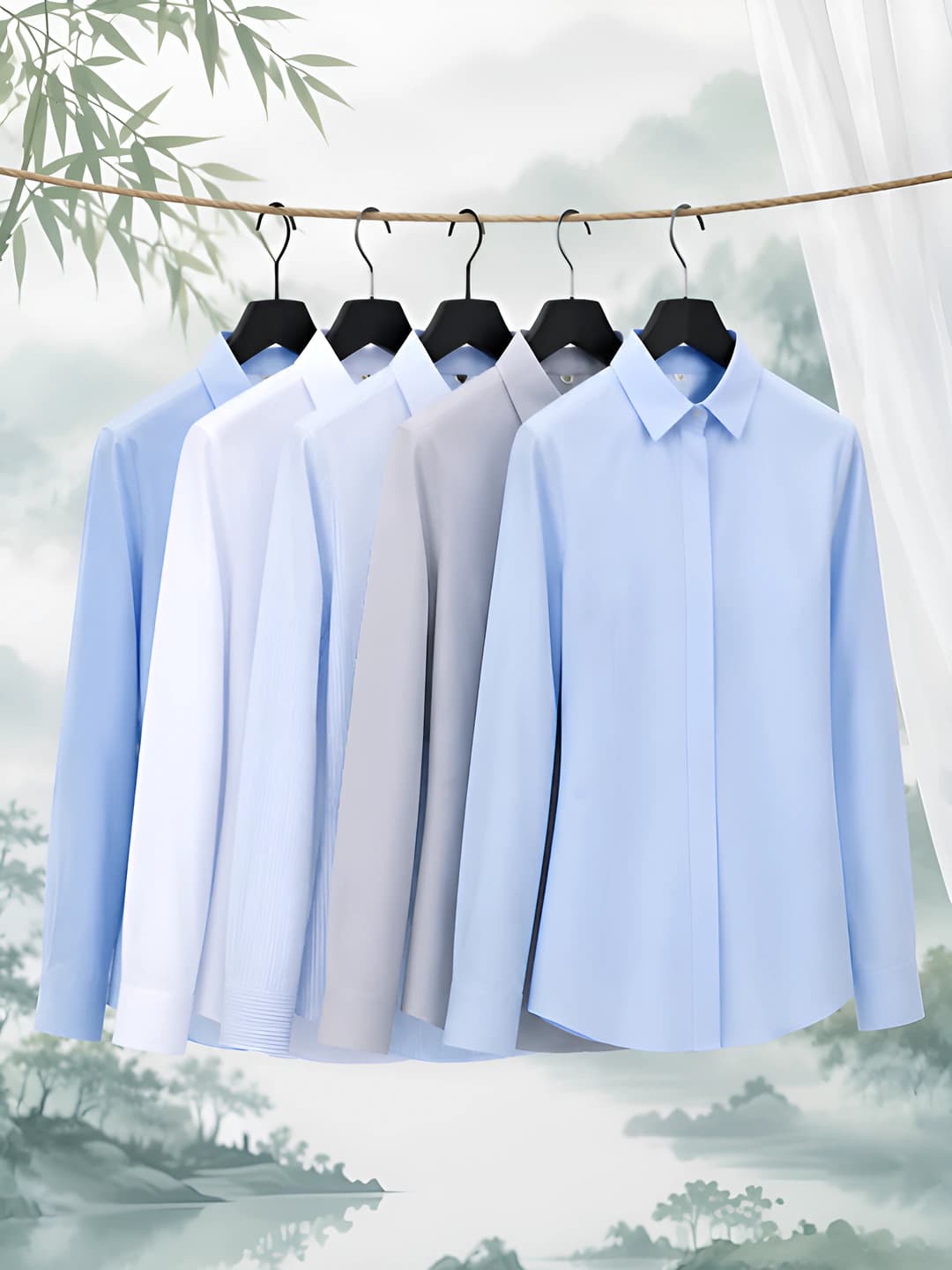 Ayollar uchun uzun yengli ko'ylak-shirt, tanaga yopishgan, havo o'tkazuvchan, kundalik va biznes uslubidagi, bir rangli, dazmol talab qilmaydigan