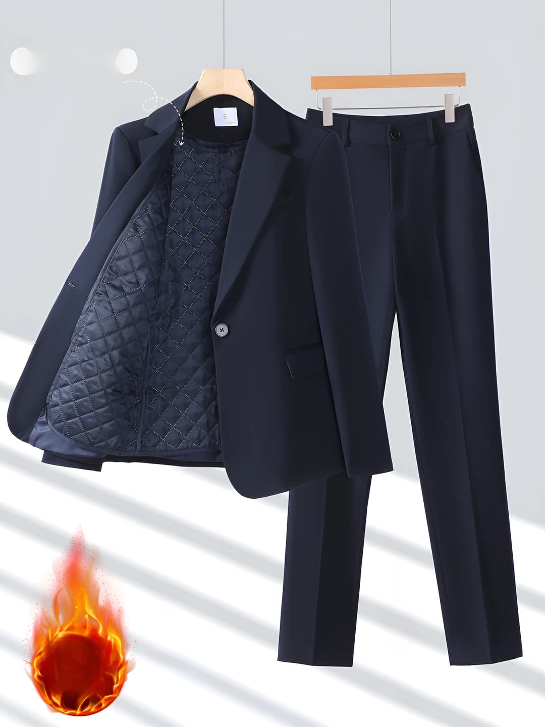 Women's autumn-winter thickened blazer and trousers set