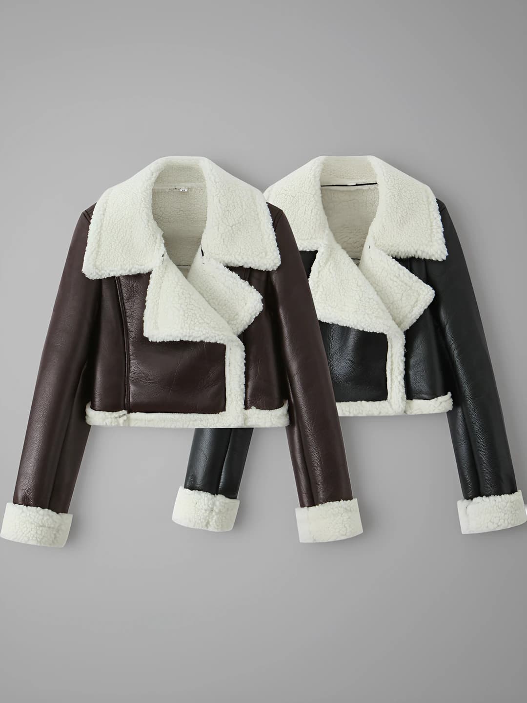 Women's 2026 spring-autumn jacket with lapel collar, zip closure, loose fit, cropped