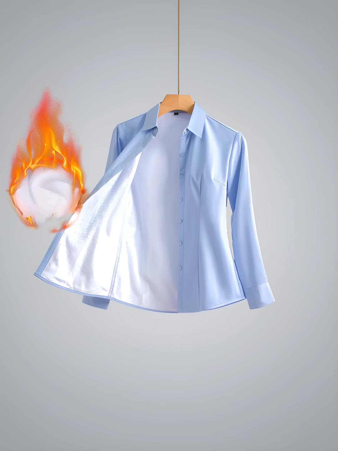 Fleece - Blue shirt [Square collar, clear placket]