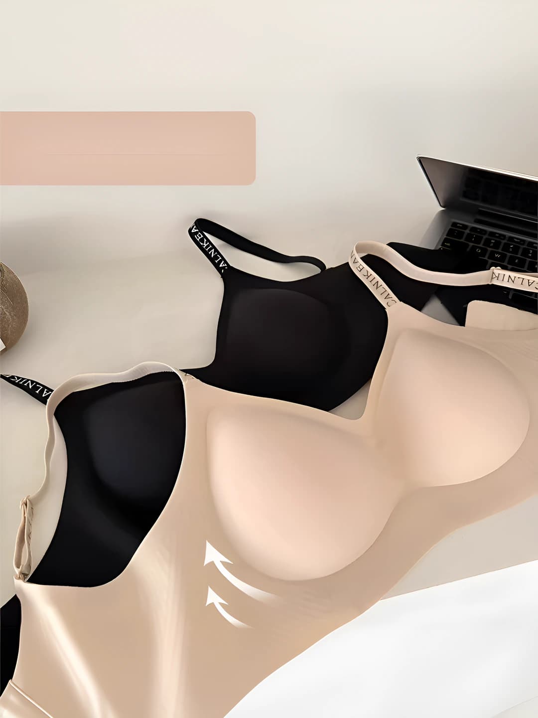 Women's seamless bra set: minimizing effect for large bust, lifting, side support, pressure-free, 3/4 cup, thin molded cup, wire-free, casual style