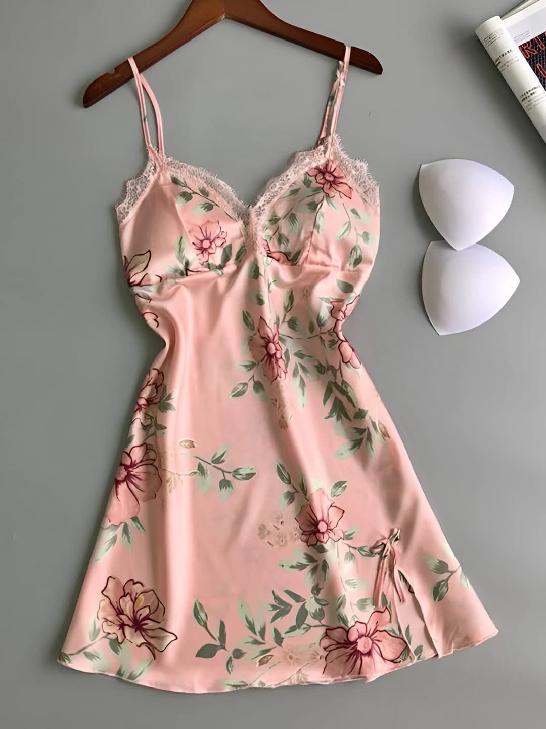 Ayollar uchun tungi ko'ylak, poliester va spandex mato, shirin qiz uslubidagi
