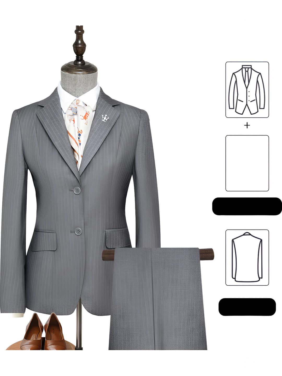 Grey striped - set (back unseamed)