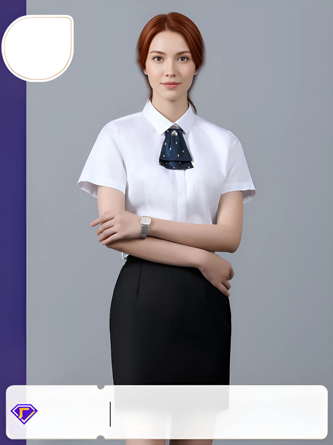 Ayollar uchun yozgi kalta yengli oq ko'ylak-shirt, 100% paxta, dazmol talab qilmaydi, bir rangli, ish kiyimi