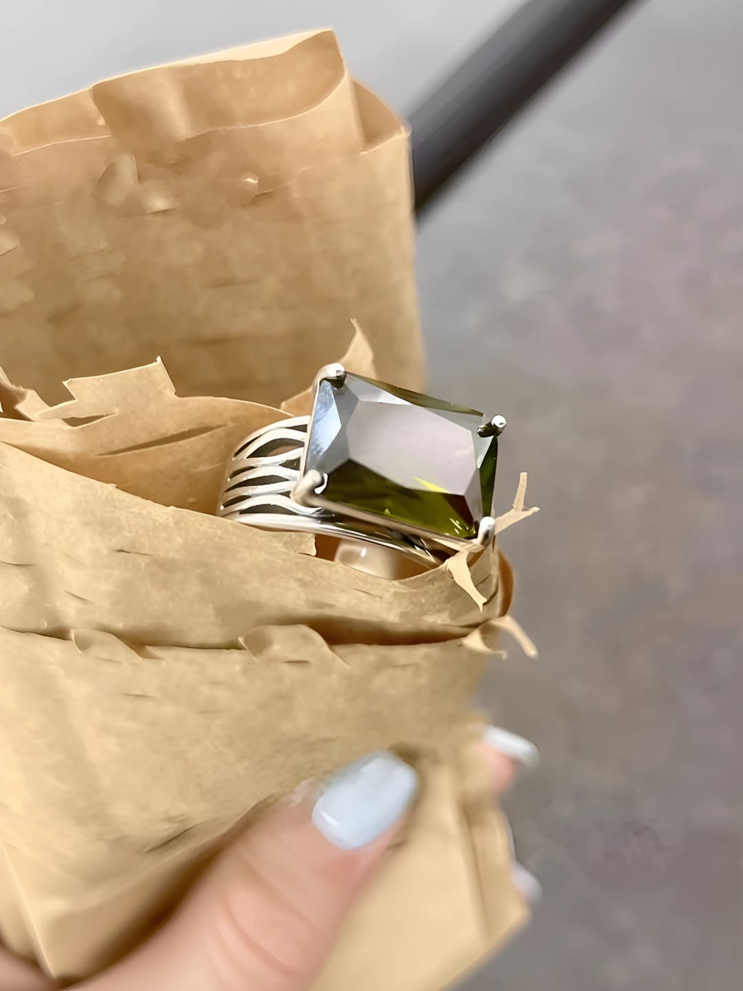 Women's 925 silver retro geometric pattern ring
