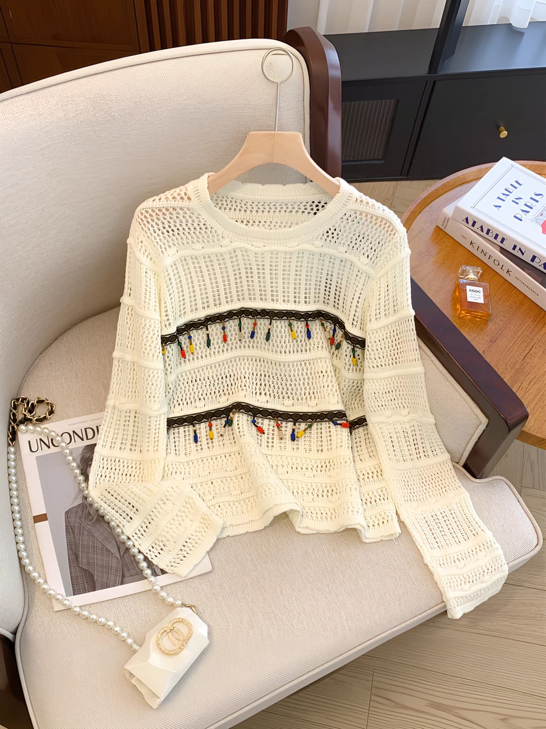 Women's thin knit top, crew neck, long sleeve, cropped, solid colour, loose fit, 2026