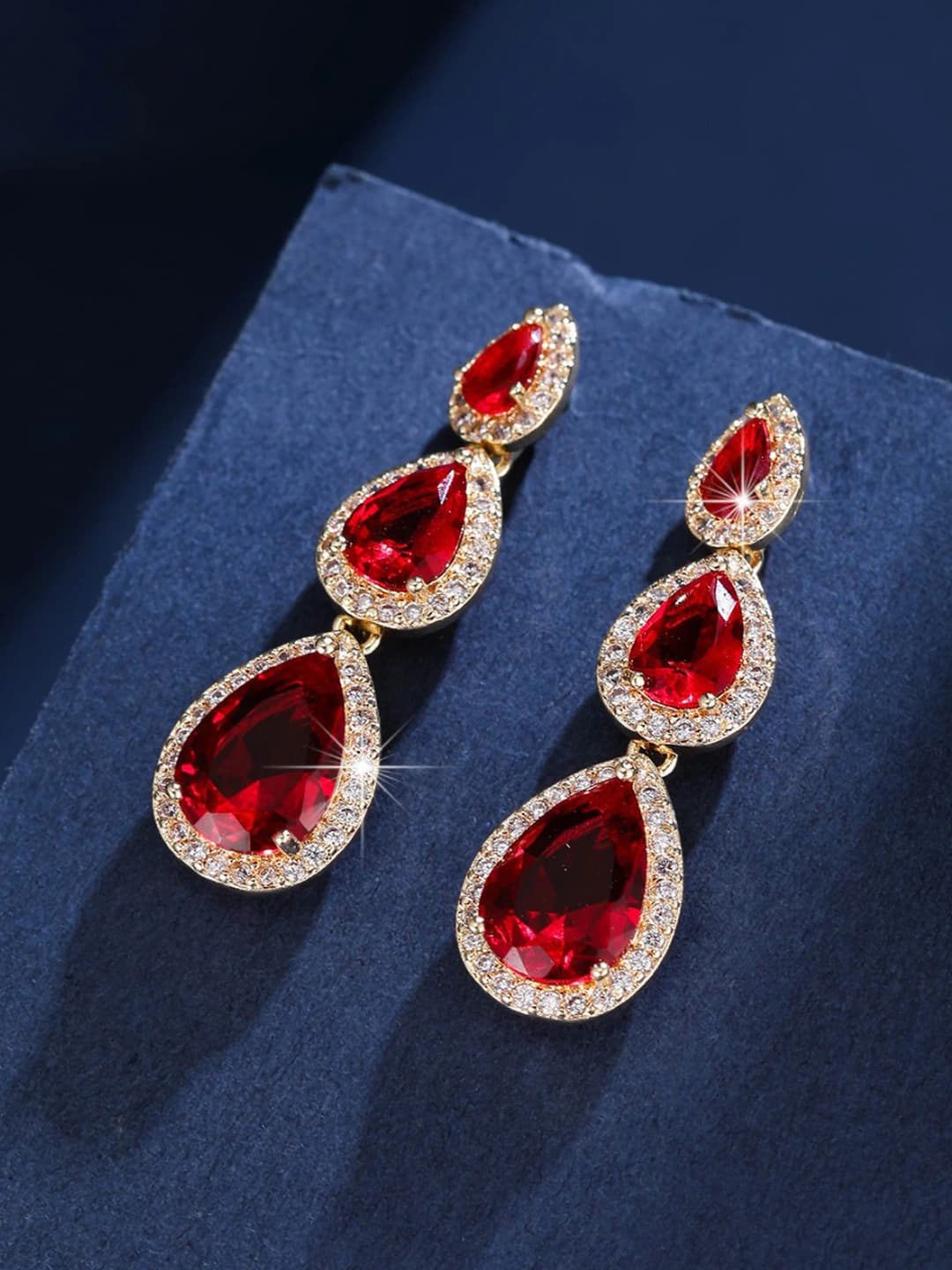 Women's European style light luxury zircon drop earrings, long tassel fashion earrings