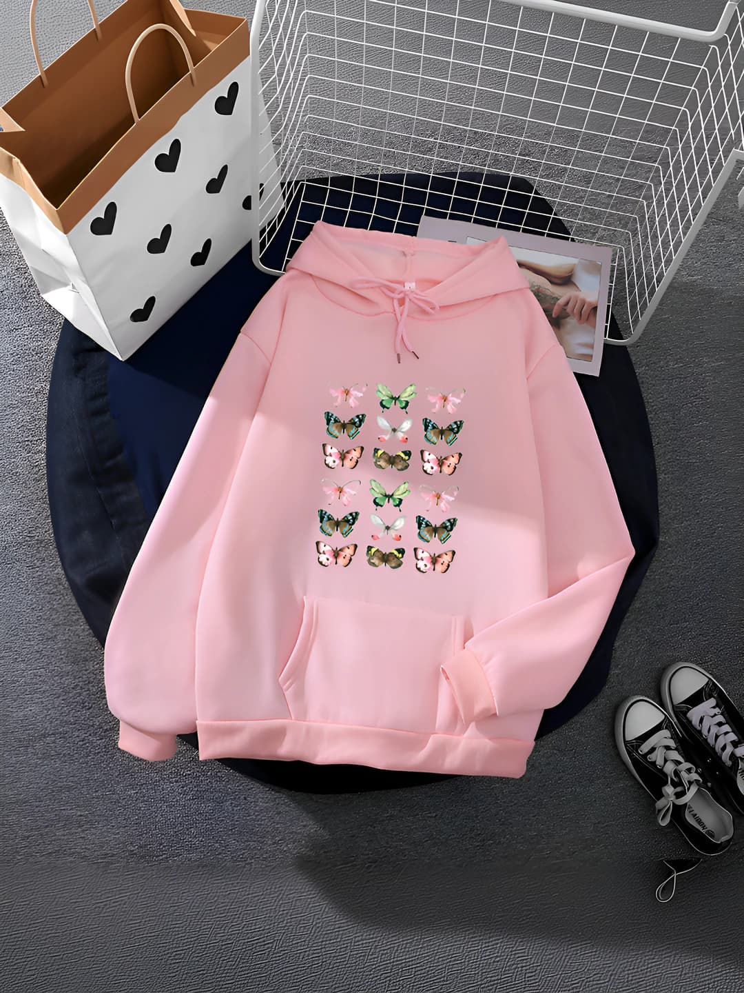 Women's loose fit plus size printed sweatshirt, crew neck, long sleeve, regular thickness, milk silk fabric