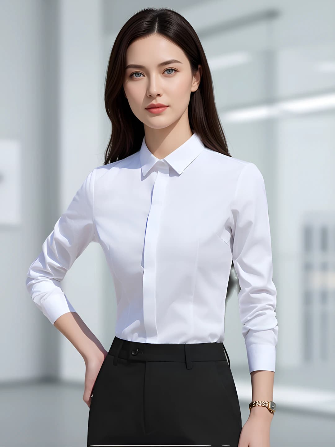 Ayollar uchun oq uzun yengli ko'ylak
