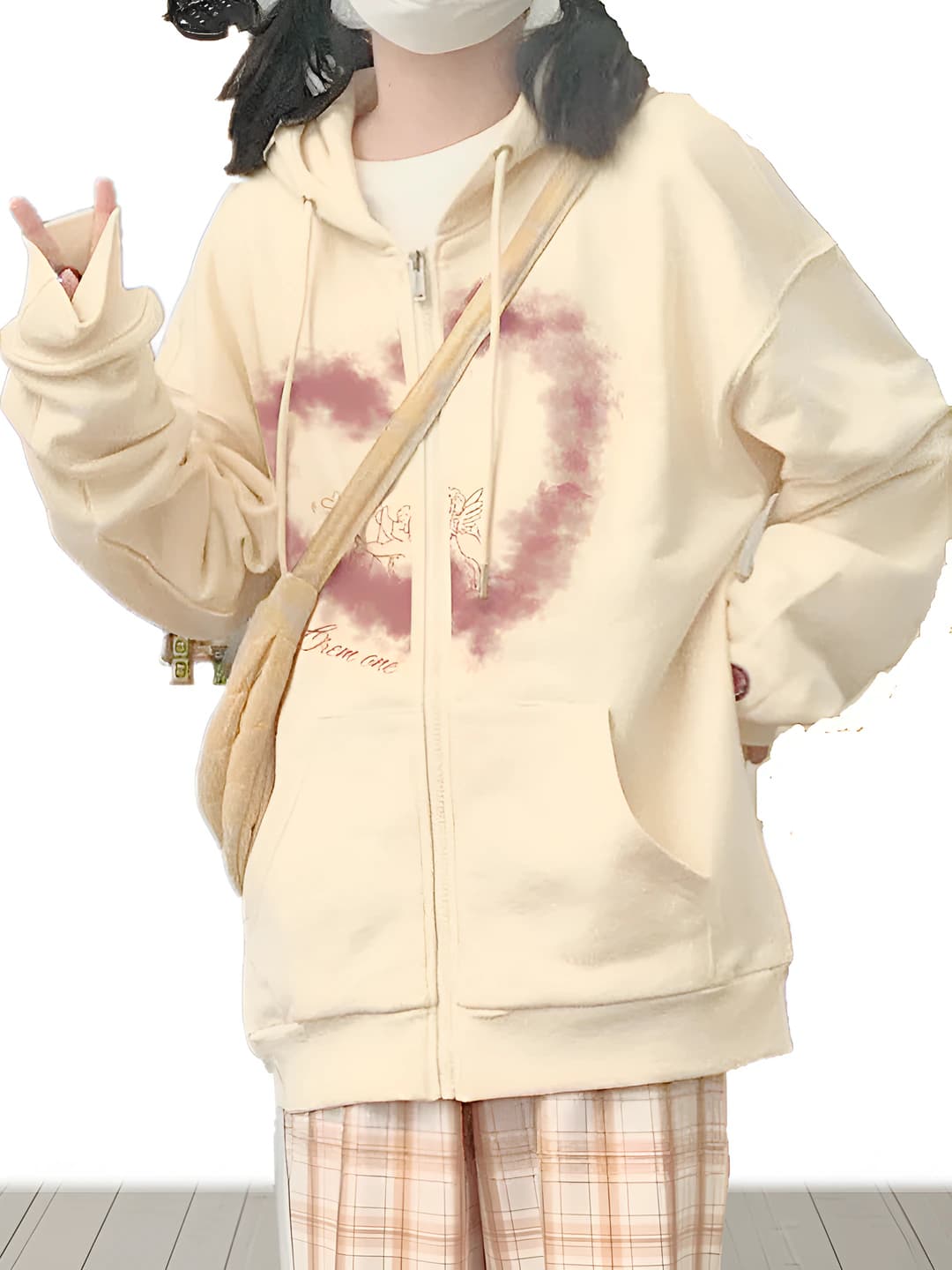 Lined apricot heart zipper
