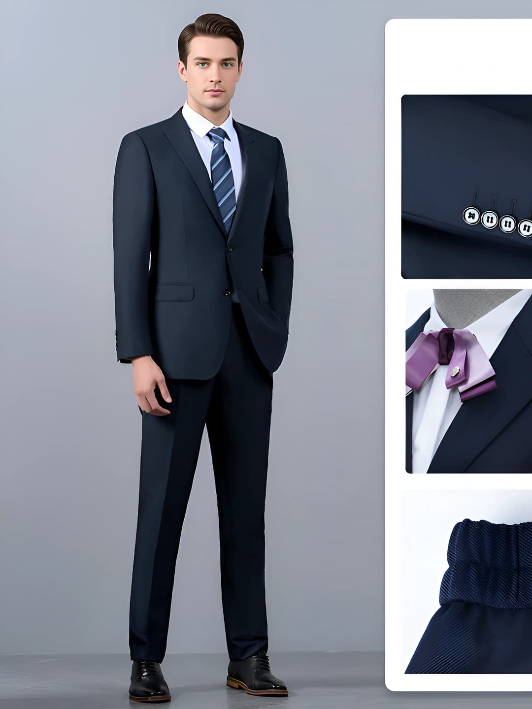 Women's suit set with skirt and blazer, wool and polyester, long sleeve, OL business style