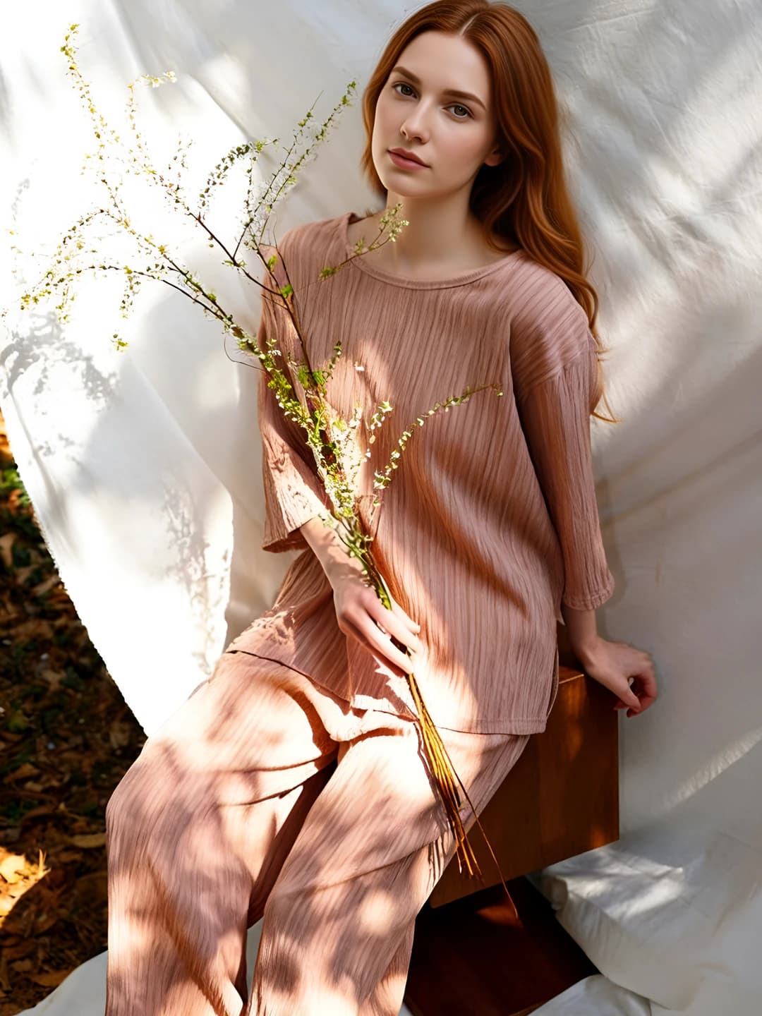 Women's summer pajama set: solid colour, crew neck, short sleeve, shorts, thin, loose fit, casual, slimming