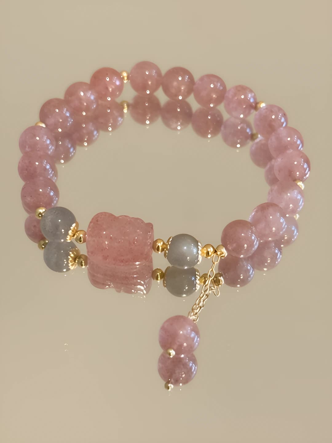 Strawberry quartz Pixiu bracelet