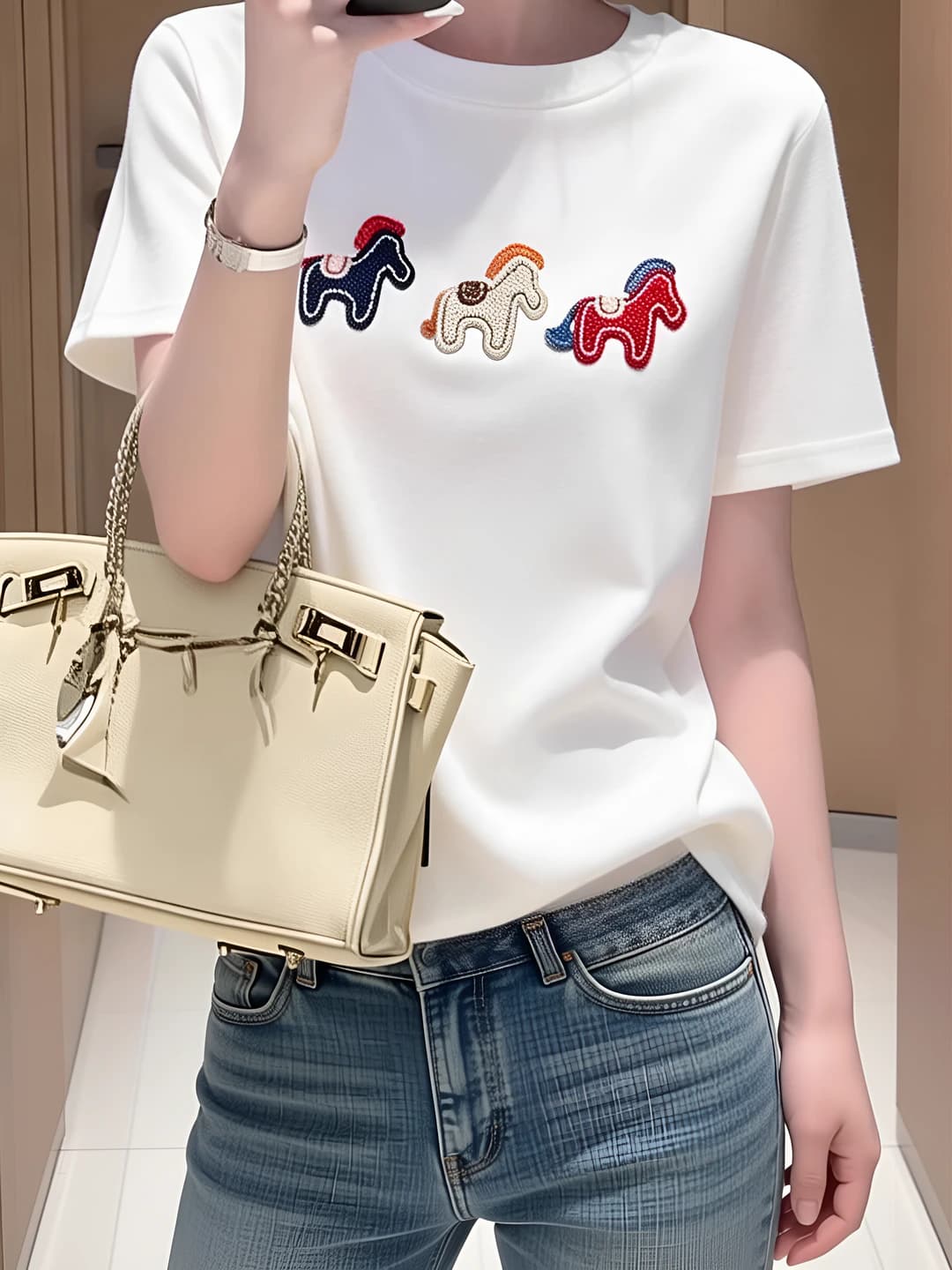 White (three pony print)