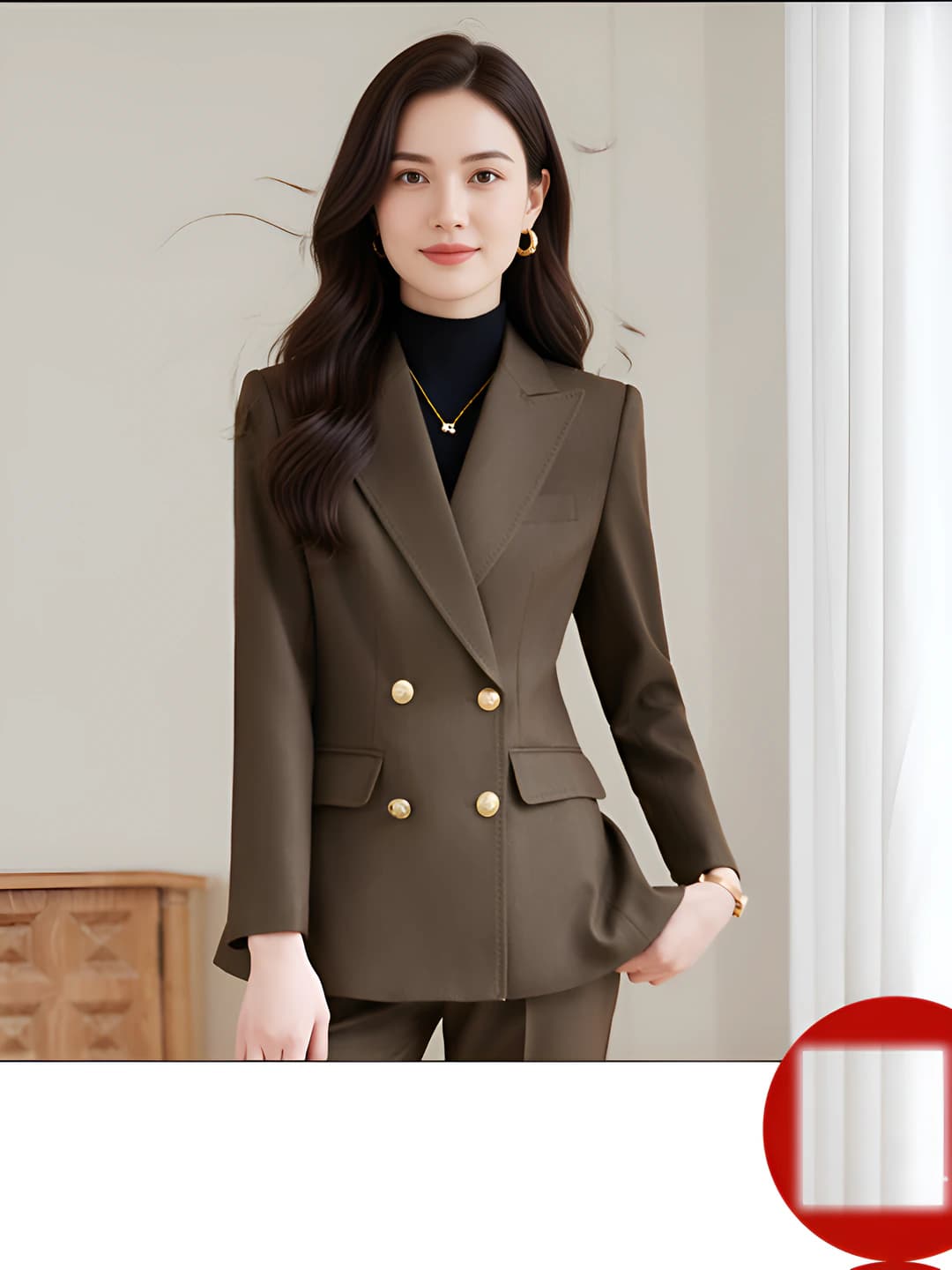 Coffee single-breasted jacket