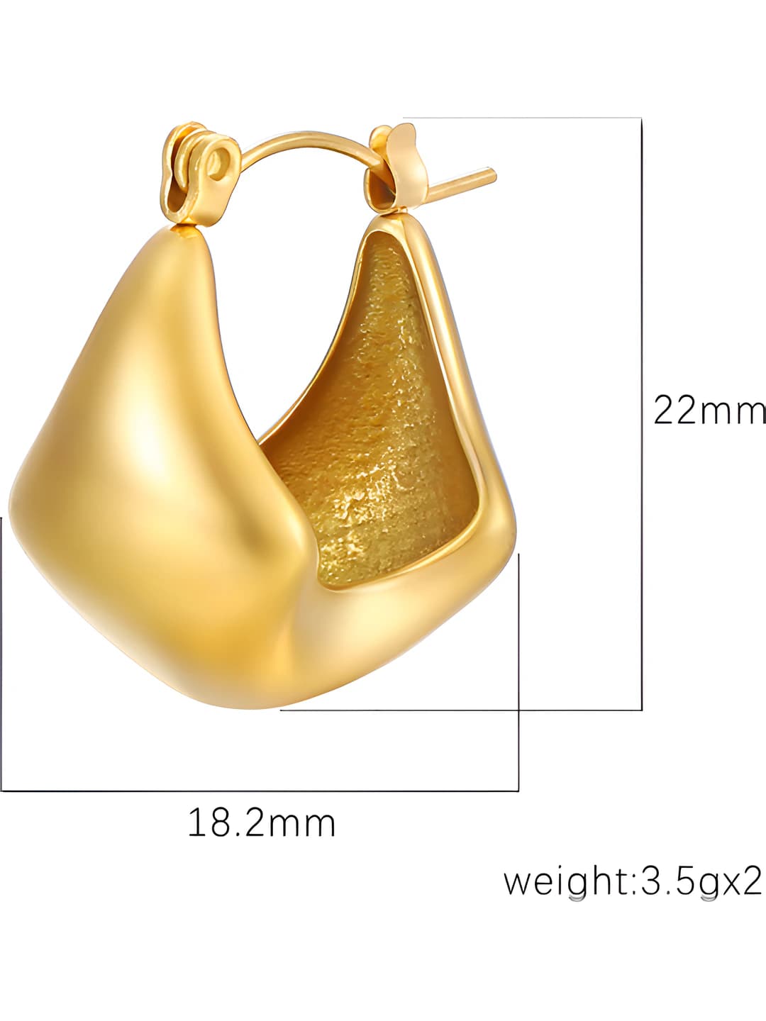 Women's geometric diamond-shaped stainless steel earrings with 18k gold plating