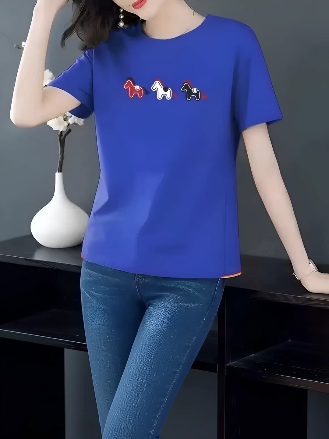 Navy (Three ponies print)