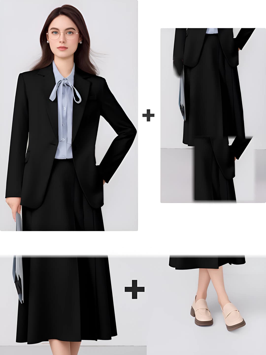 Black jacket+skirt C206, 2 pc