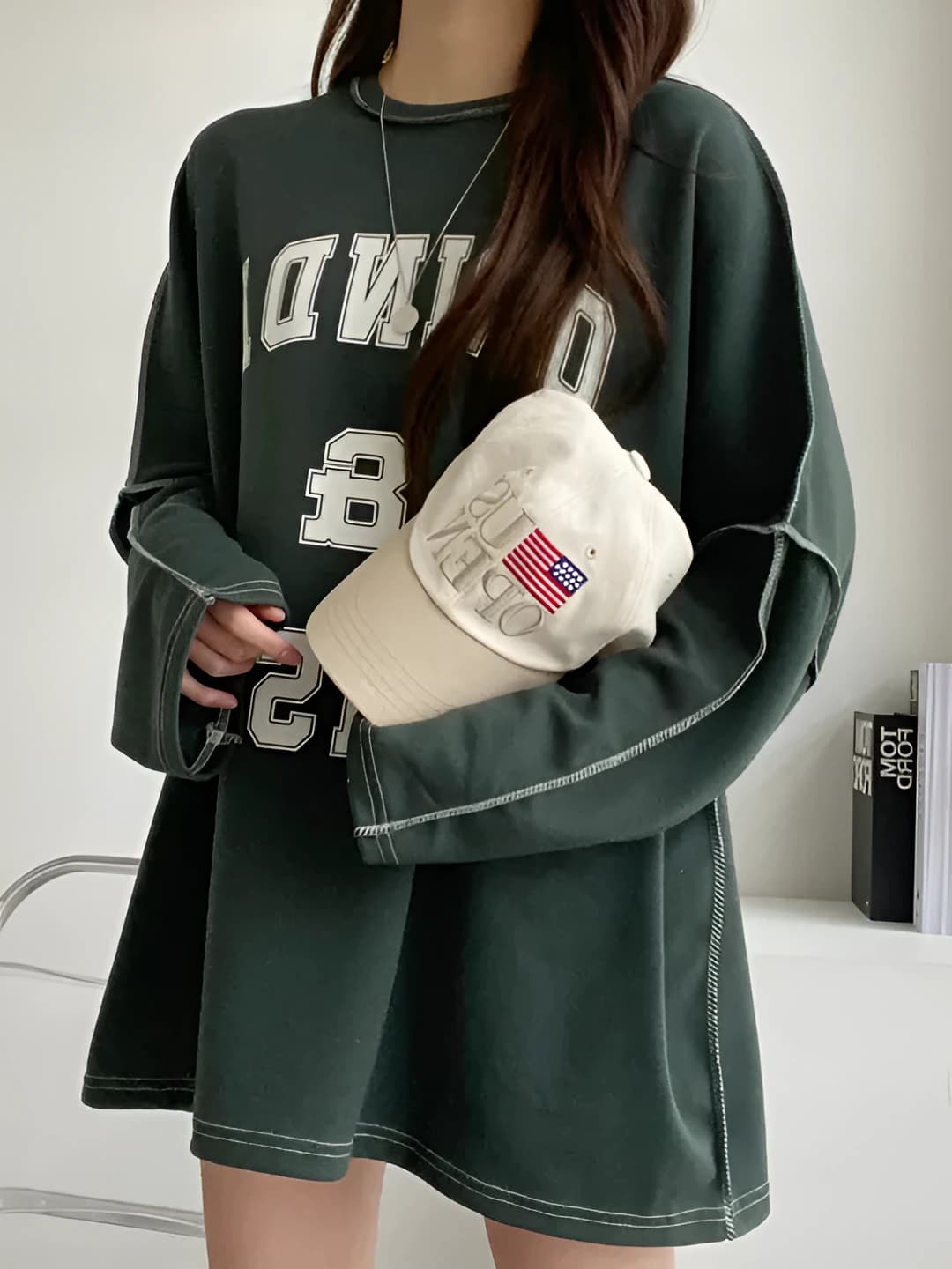 Women's thin, 2026, Korean style, fleece-lined, thickened, plus size, long sleeve, loose fit t-shirt dress