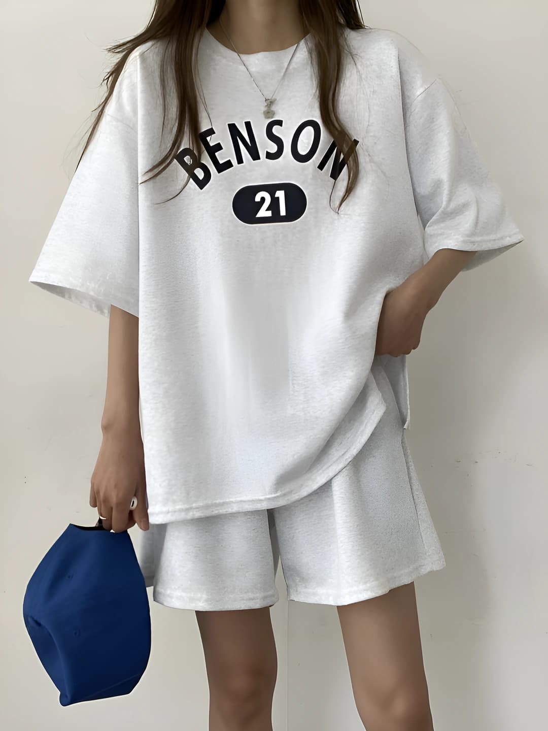 Women's 100% cotton sports set: short sleeve T-shirt and shorts, crew neck, summer, plus size, 3 colors