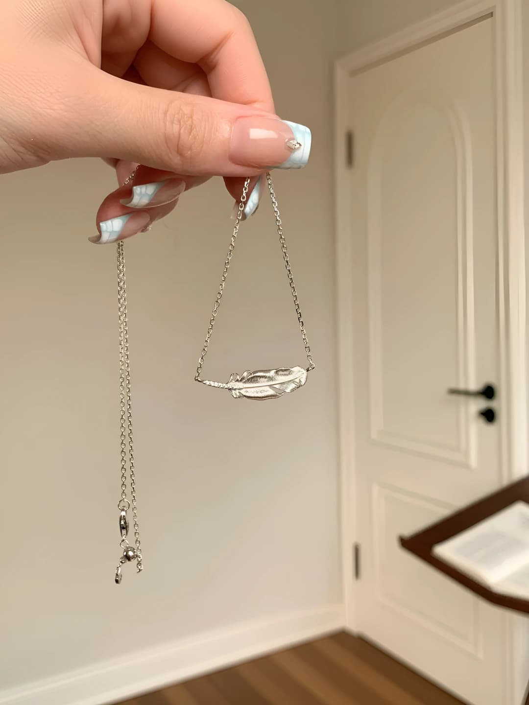 Minimalist chain with geometric 925 silver pendant for women