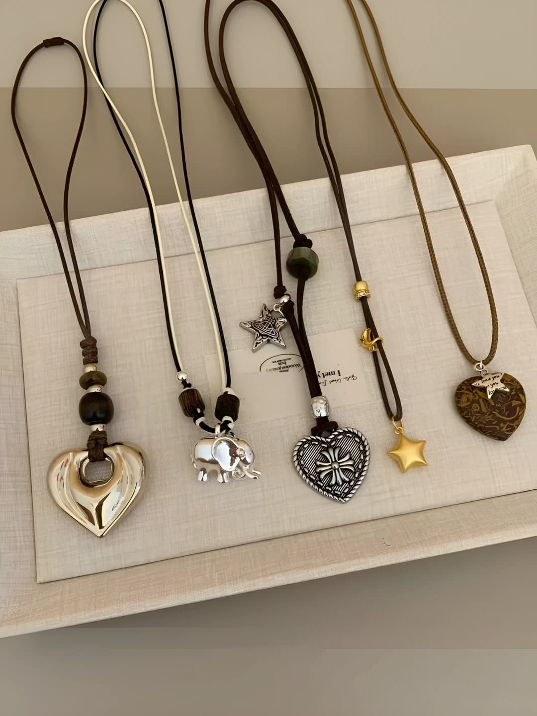 Women's retro metal pendant necklace in Korean style, long, autumn-winter