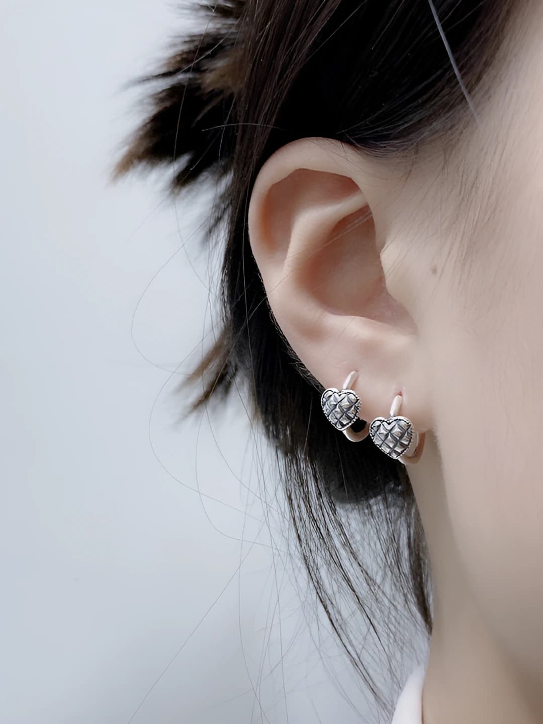 Women's retro style vintage heart geometric hoop earrings