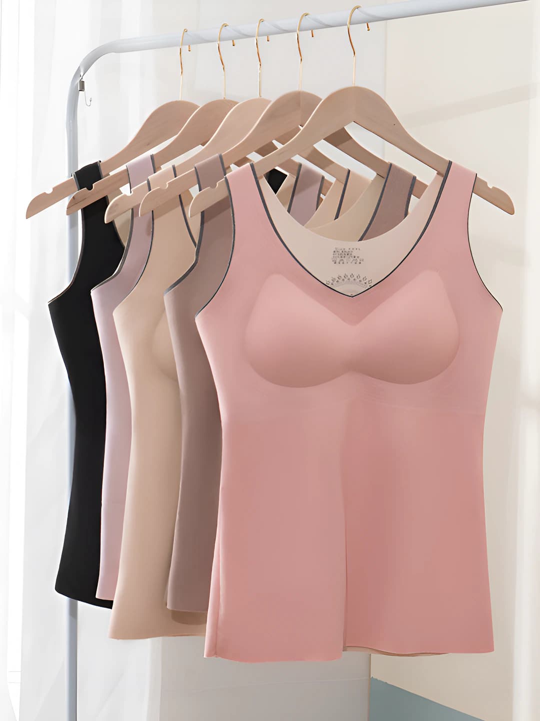 Women's warm, fleece-lined, thickened, seamless, solid colour thermal underwear top autumn-winter