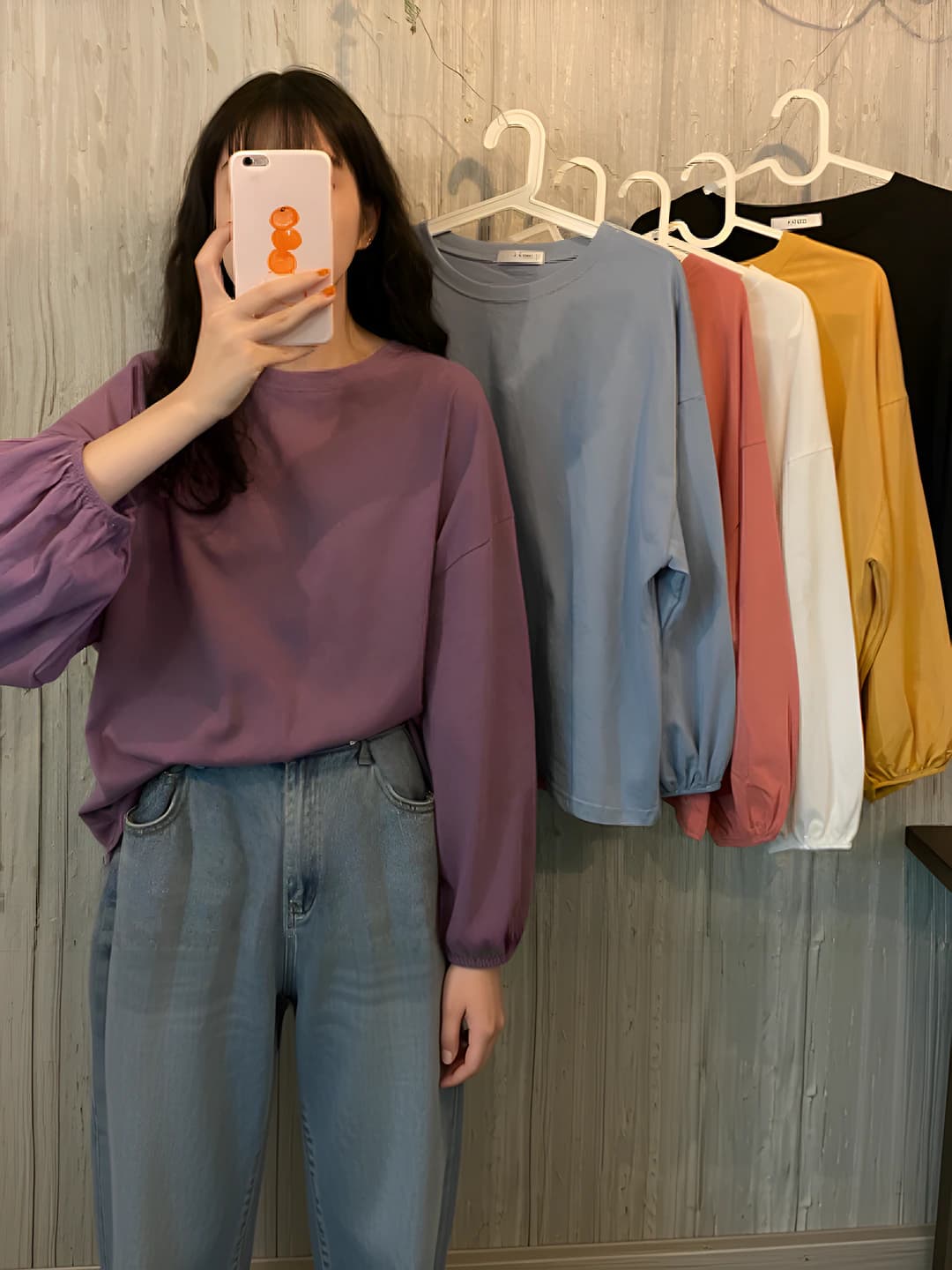 Women's autumn Korean style longsleeve with crew neck, long sleeve, loose fit, solid colour