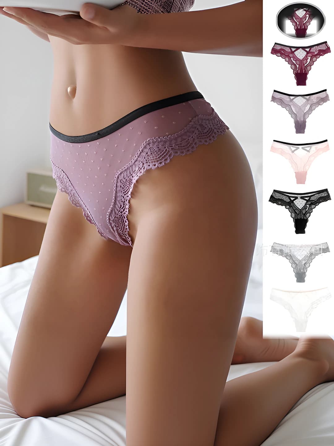 Women's high waist plus size thong underwear, all-season