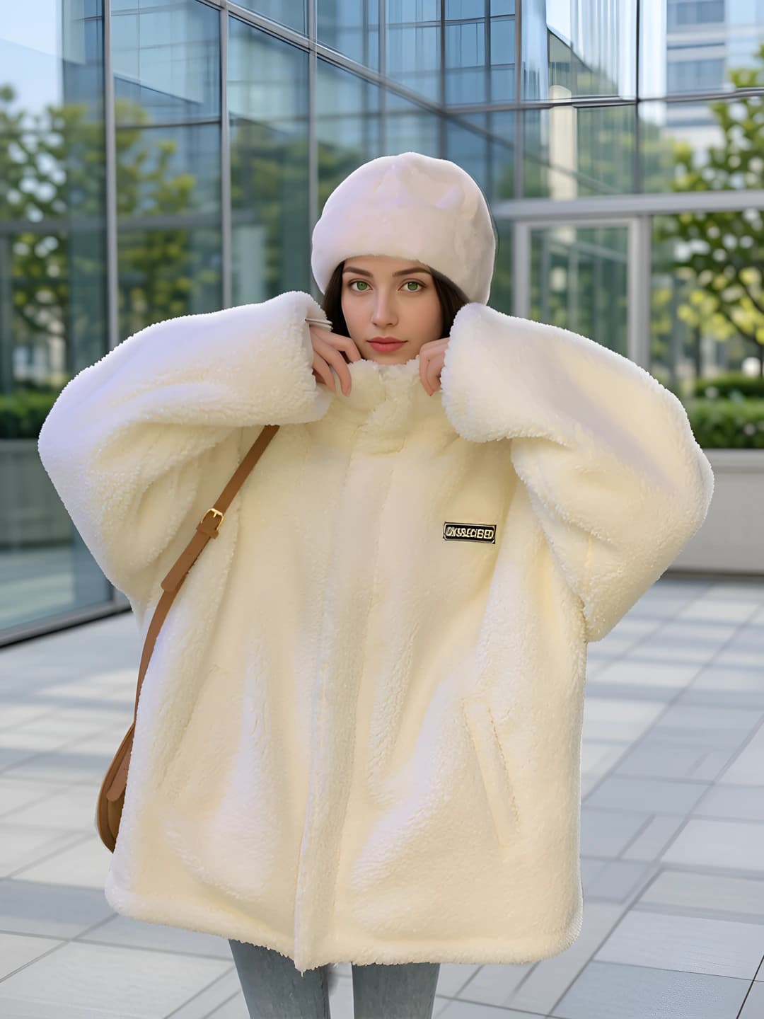 Women's thickened padded jacket in Korean style, high neck, zip, long sleeve, loose fit, autumn-winter