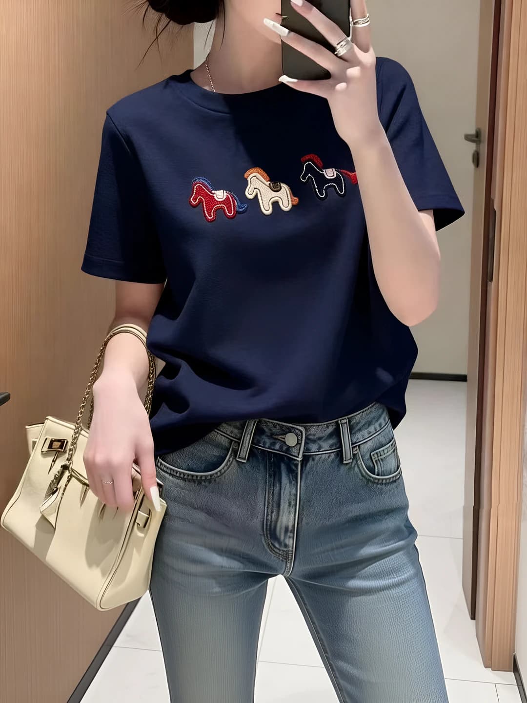 Navy (three pony print)