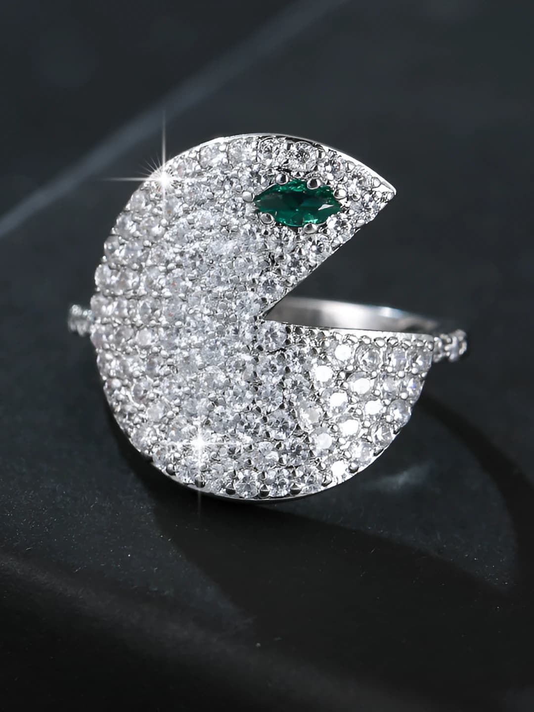 Women's geometric ring with zircon in minimalist style