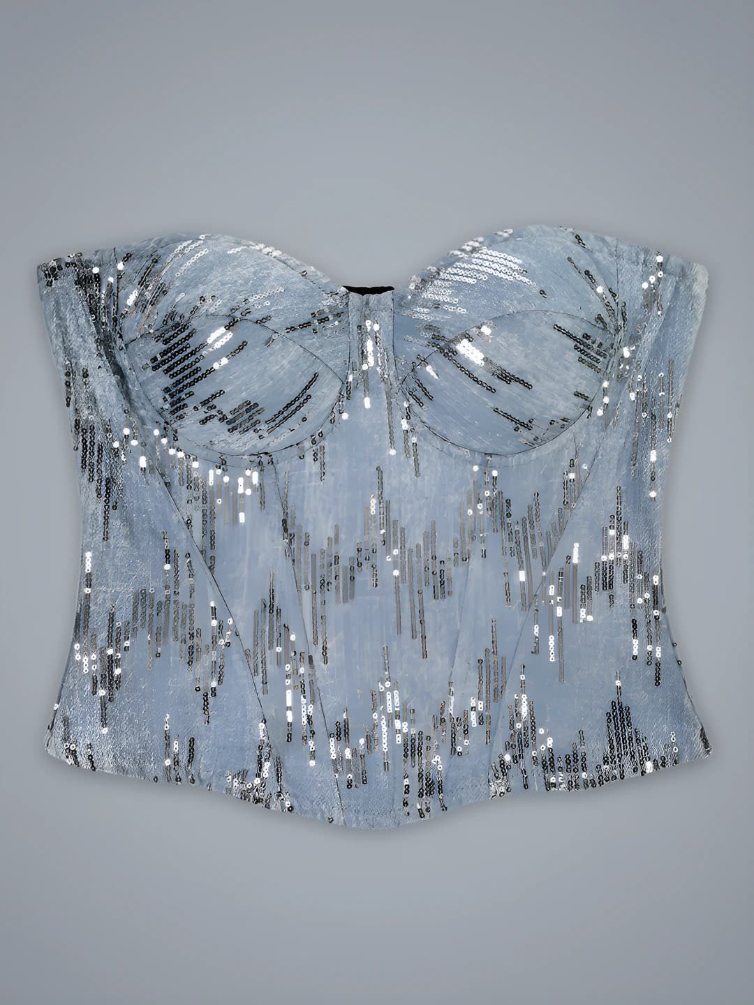 Women's sequined corset: slim fit, sleeveless, cropped, aristocrat style, stretch, strapless bustier top