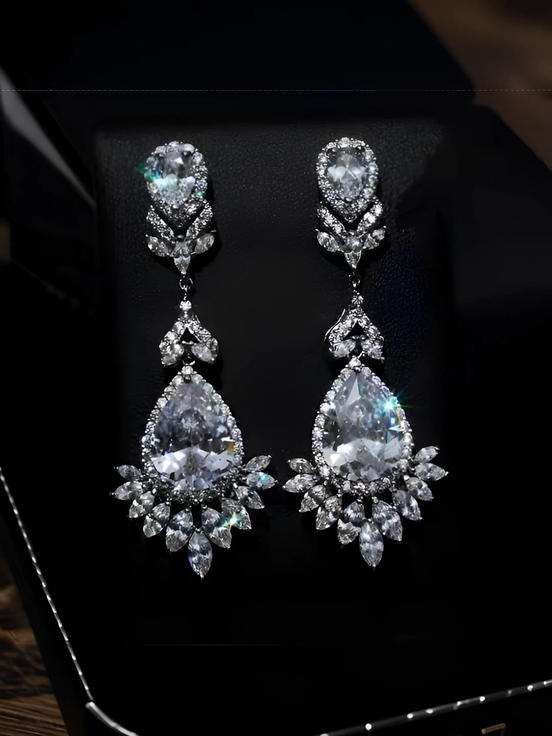 Diamond drop ear clips