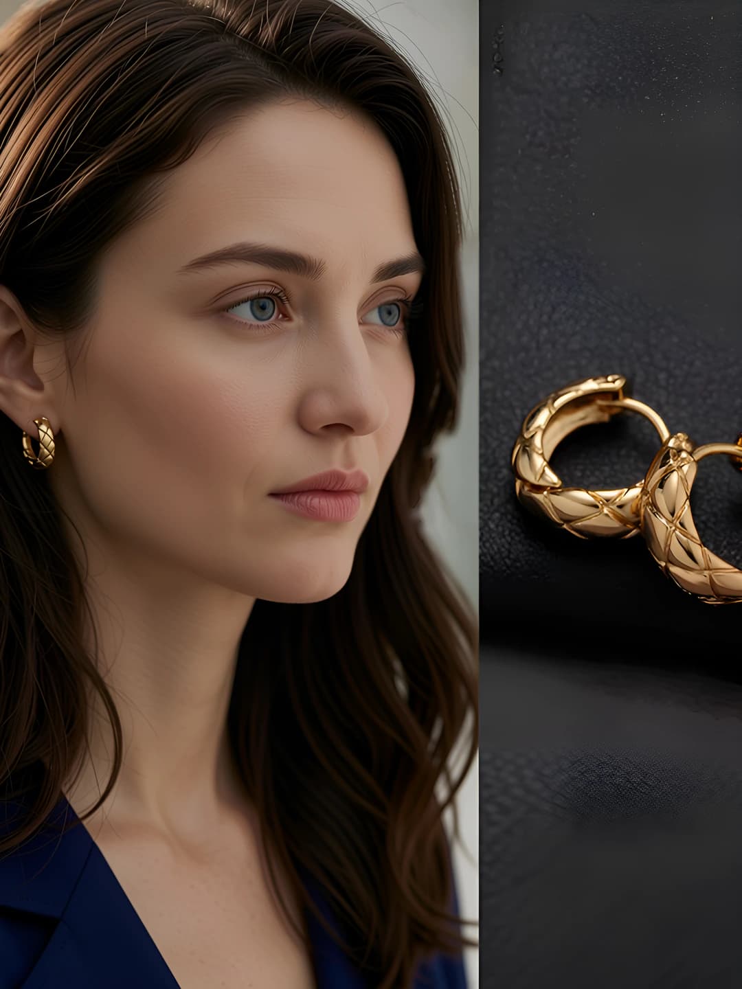 Women's ring design element earrings made of copper with plating in light luxury style