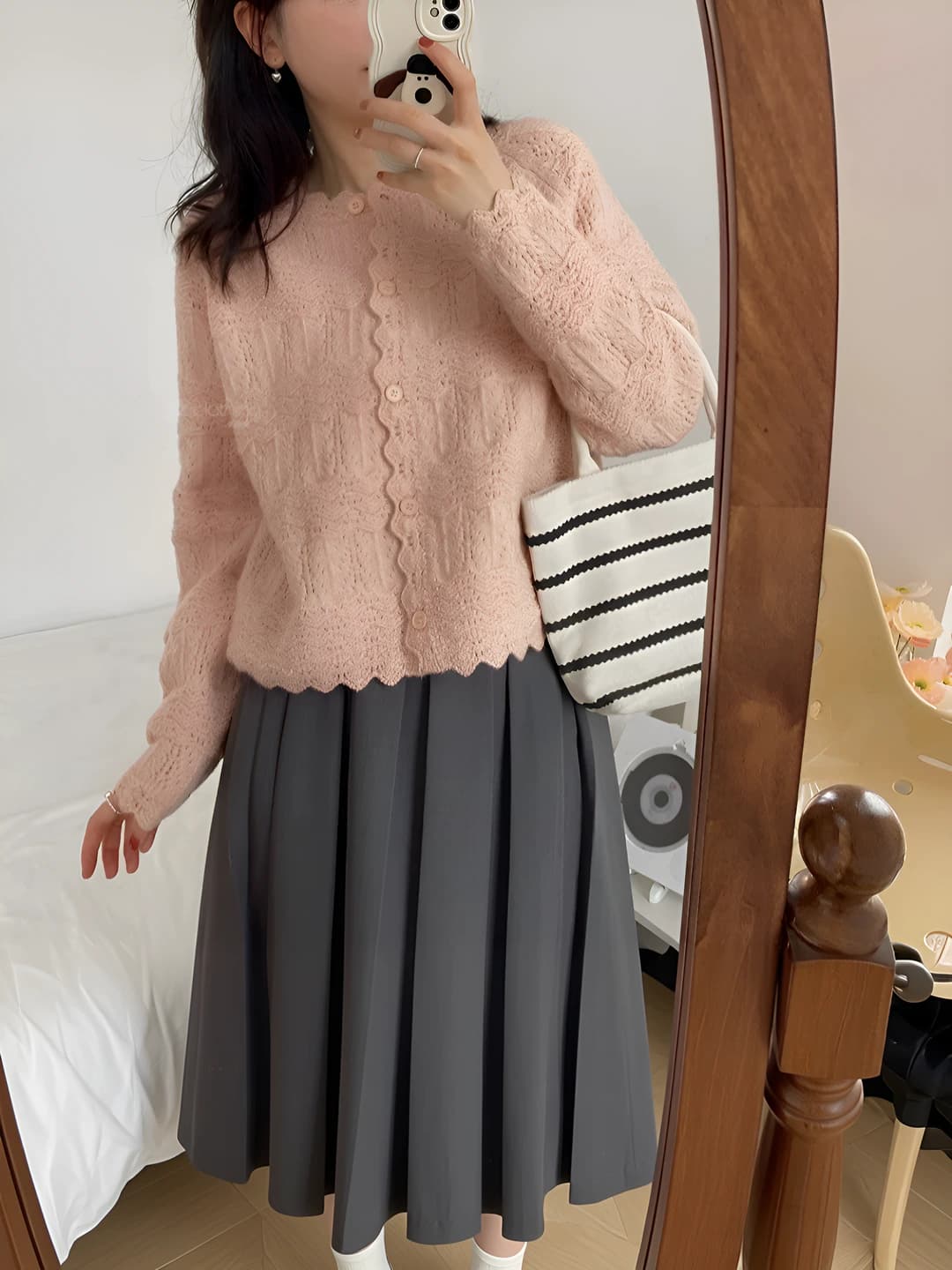 Women's spring-autumn cardigan with cashmere, crew neck, long sleeve, solid colour, cropped, knit top