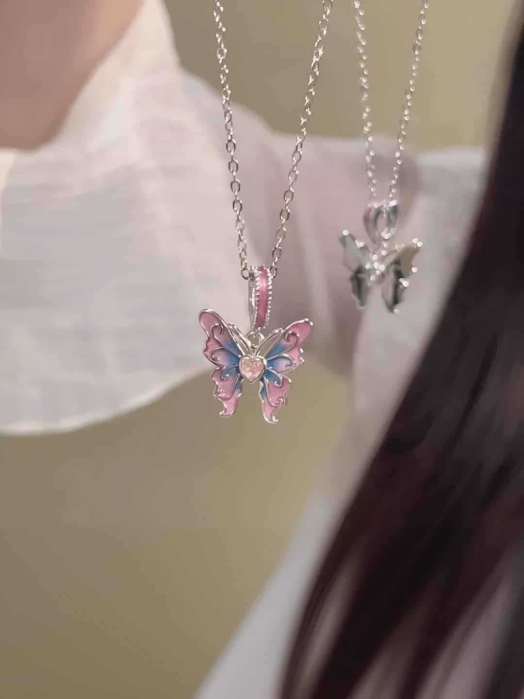 Multicolour butterfly necklace