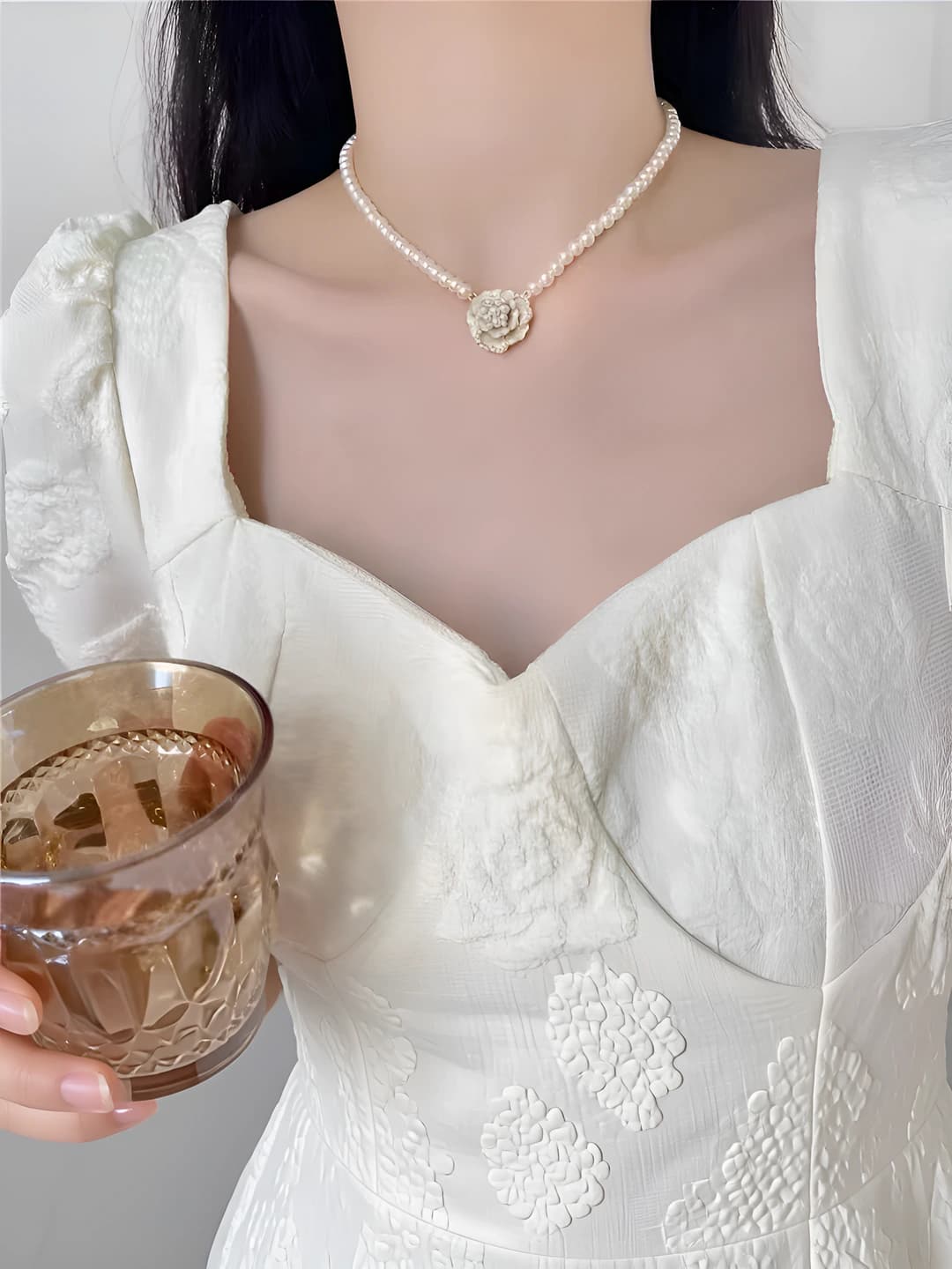 White camellia necklace