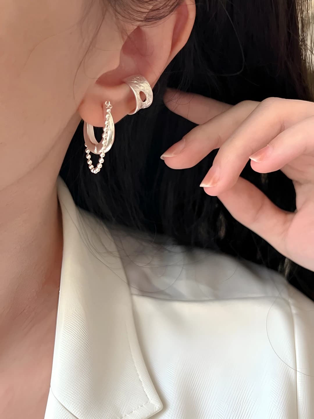 Women's U-shaped ear clips with geometric design in Korean style