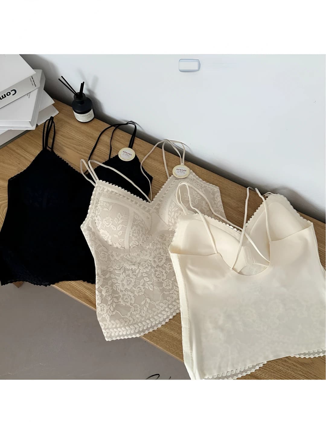 Women's lace V-neck bra-camisole top, mid-length, summer, sexy style