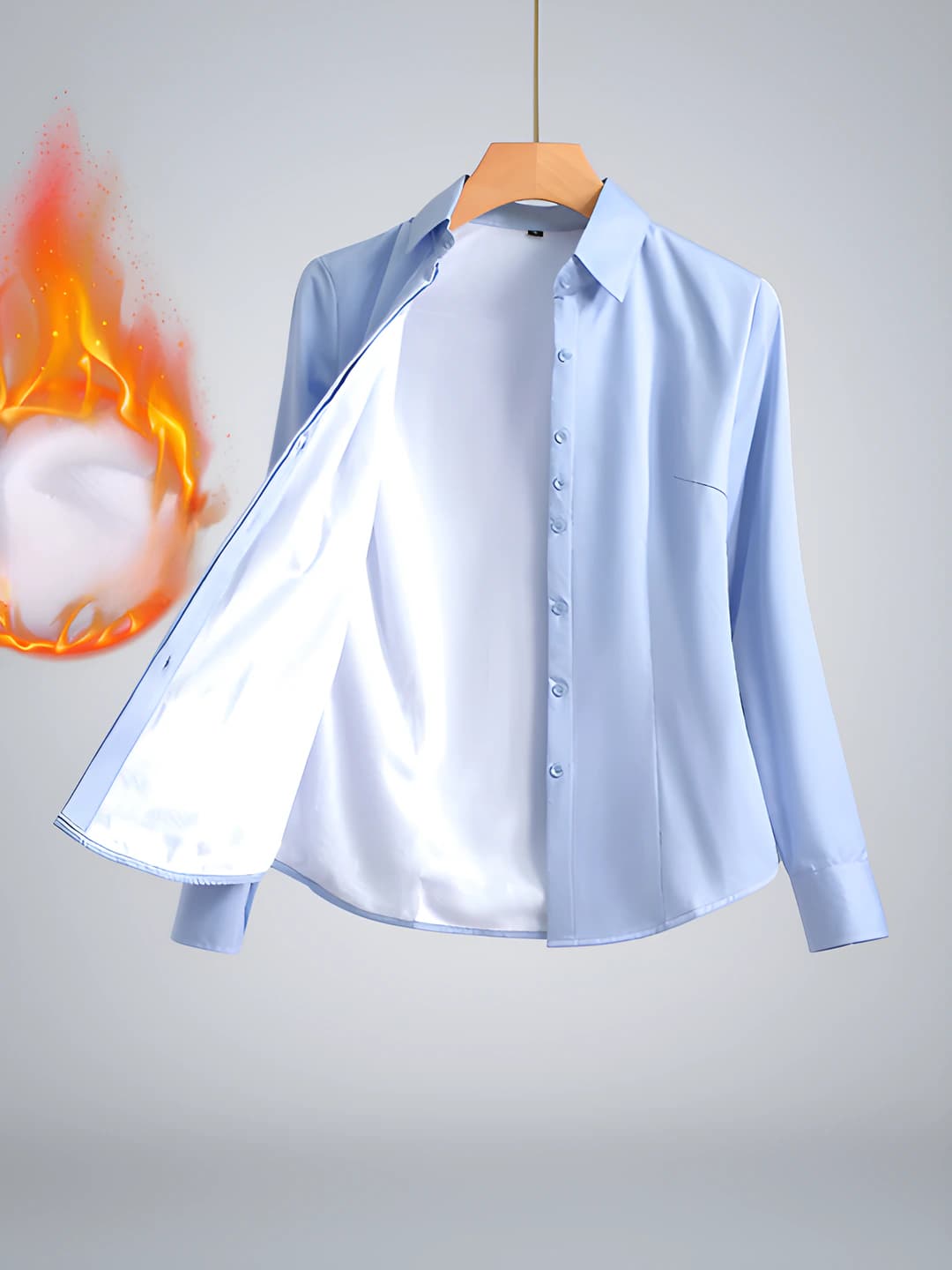 Fleece - Blue shirt [Square collar, hidden placket]