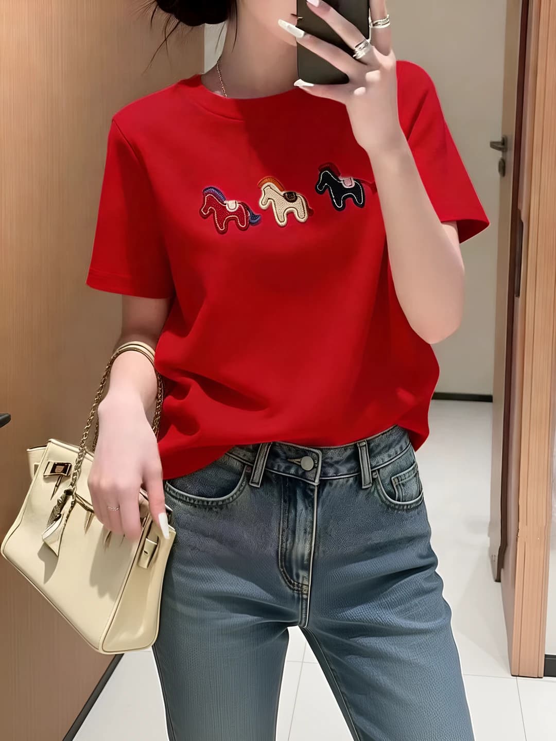 Red (three pony print)