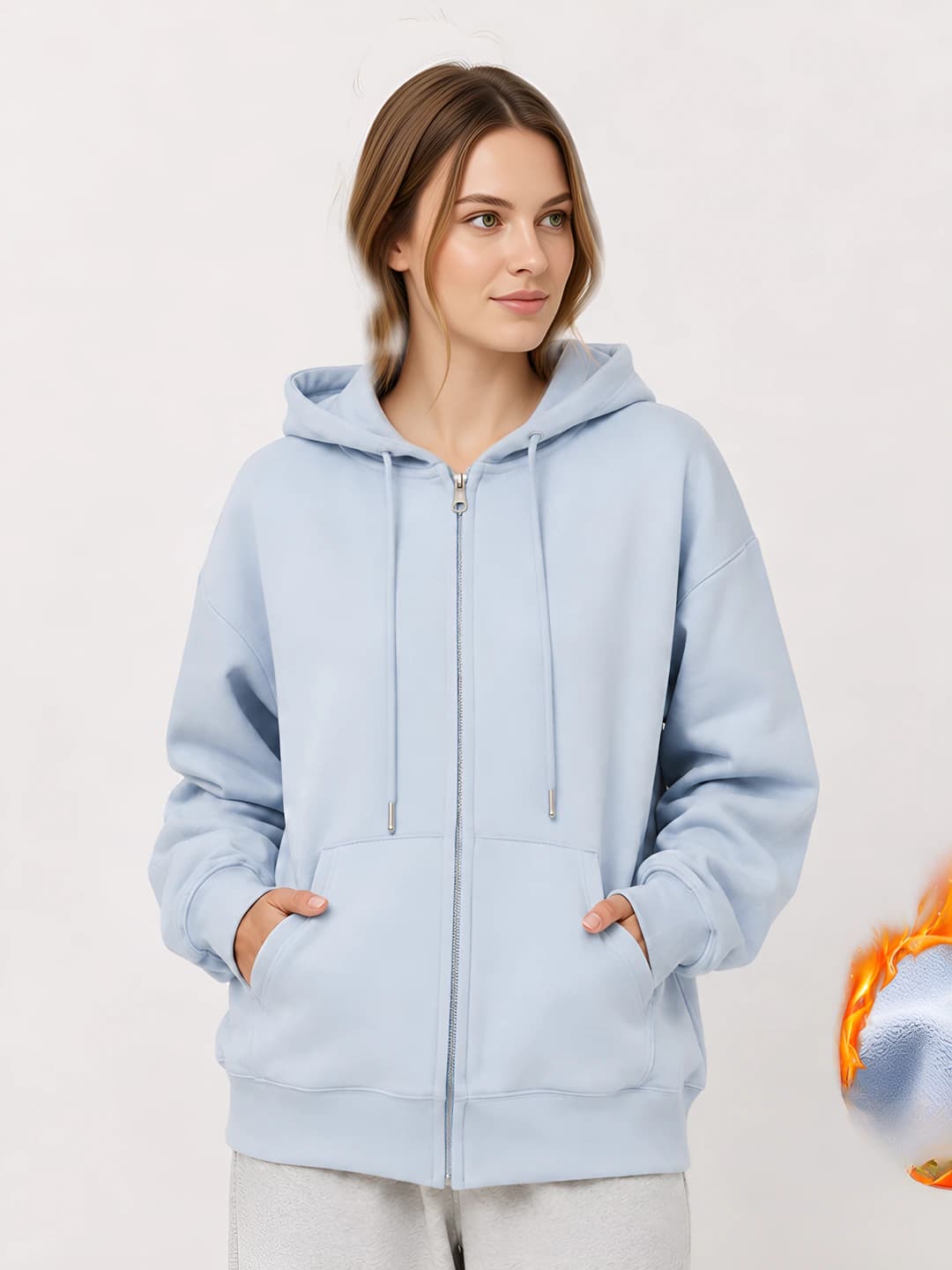 Off-white, fleece lined