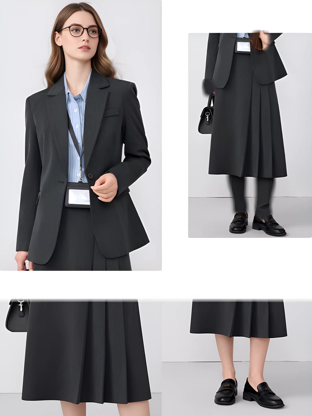 Grey jacket+skirt C206, 2 pc