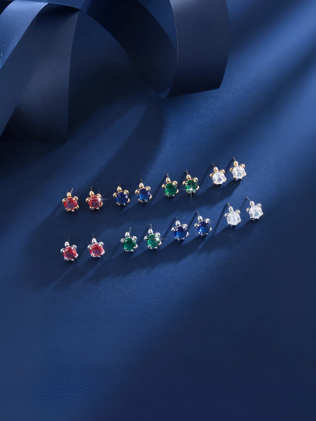 Women's zircon turtle stud earrings, versatile style