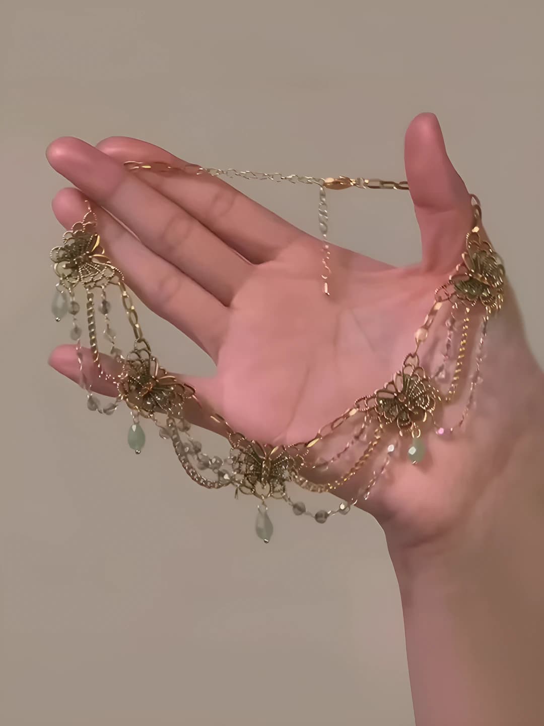 Ayollar uchun retro uslubdagi qanotli tushli zanjirli qo'ng'iroq, yengil lyuks, tabiiy, ko'p qatlamli bo'lmagan, 21-50 sm